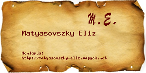 Matyasovszky Eliz névjegykártya